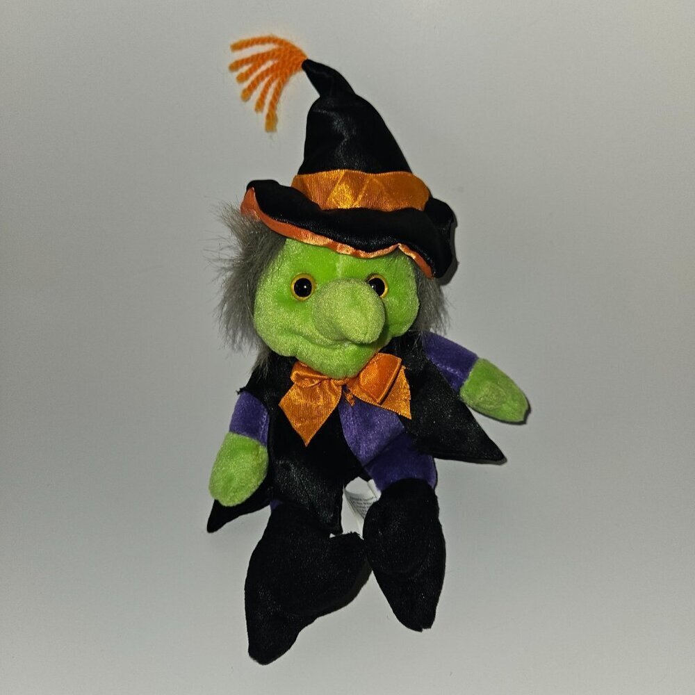 Fiesta 9" Cuddle Halloween Witch Plush Stuffed Animal Bean Bag Toy Decor Green